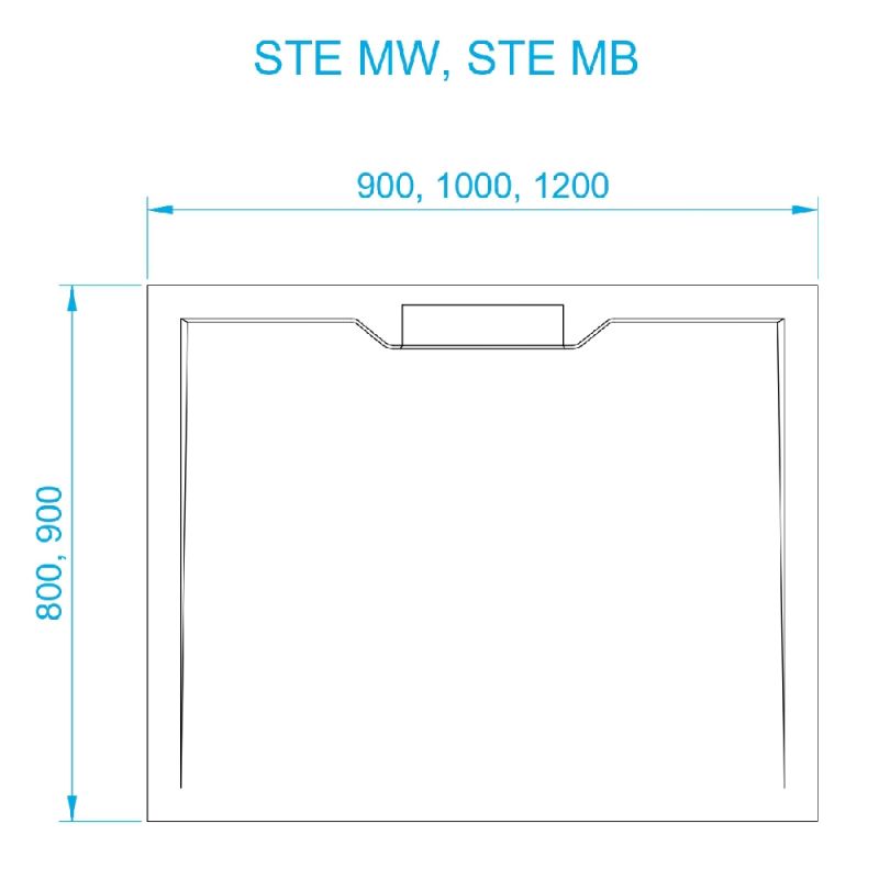 Душевой поддон прямоугольный RGW STE MW Белый мрамор (800x1000)