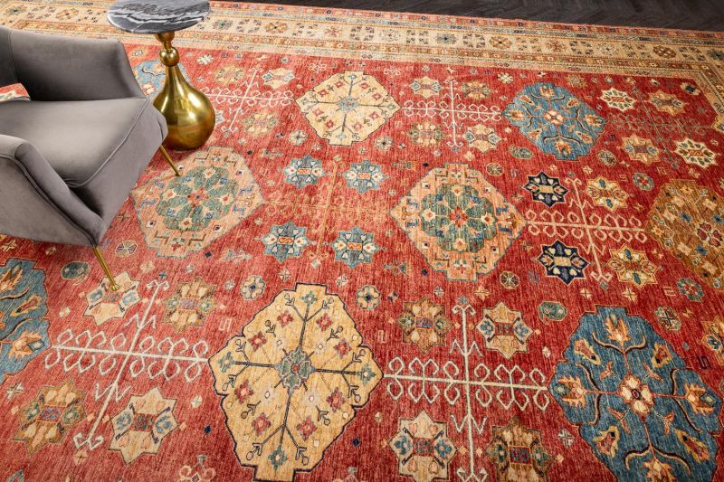 Пакистанский ковер из шерсти Carpet «KAZAK ROYAL» 227574-RED-BGE 405 x 502 см