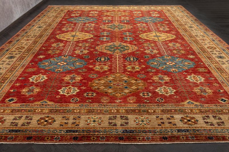 Пакистанский ковер из шерсти Carpet «KAZAK ROYAL» 227574-RED-BGE 405 x 502 см