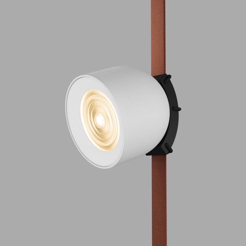 Поворотный светильник Denkirs Spot для трека-ремня Belty D100*H107мм, 48V DC, 12W, RA90, 38°, 3000K, IP20, белый с черным, алюминий DK5541-WH+BK фото 1