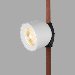 Поворотный светильник Denkirs Spot для трека-ремня Belty D100*H107мм, 48V DC, 12W, RA90, 38°, 3000K, IP20, белый с черным, алюминий DK5541-WH+BK