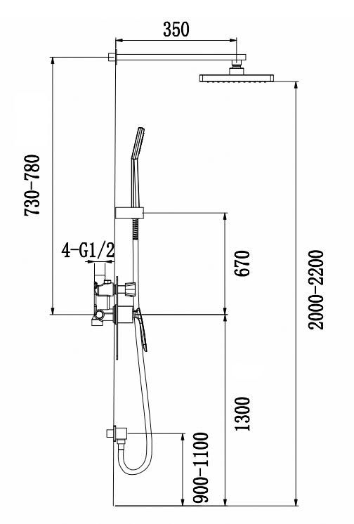 Душевая система Timo-F Helmi SX-4069/00-16SM с внутренней частью белая/хром