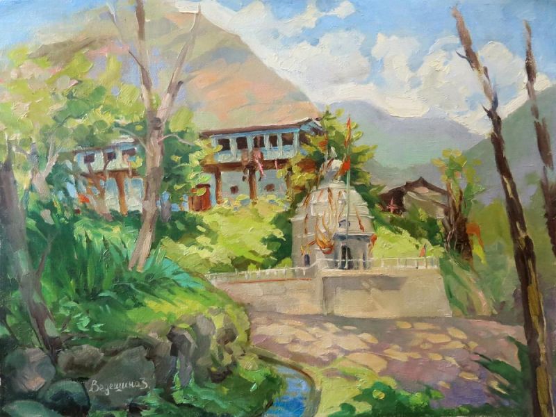 Картина "Гималаи. Храм у дороги" Ведешина Зинаида