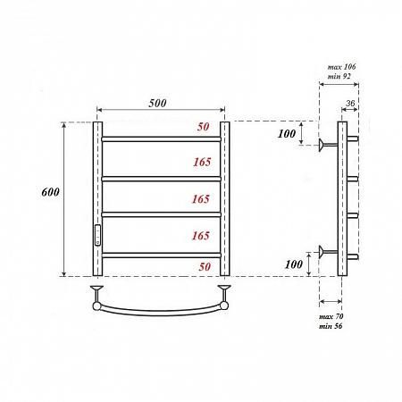 Полотенцесушитель электрический Point Афина PN04756B 60x53 черный фото 2