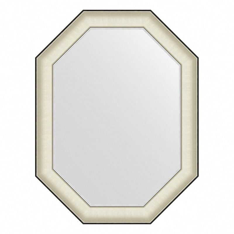 Зеркало настенное Evoform Octagon в багетной раме белая кожа с хромом, 64х84 см, BY 7444