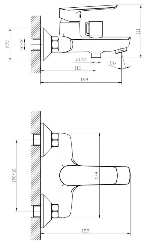 Смеситель для ванной ESKO Lagos LG 54