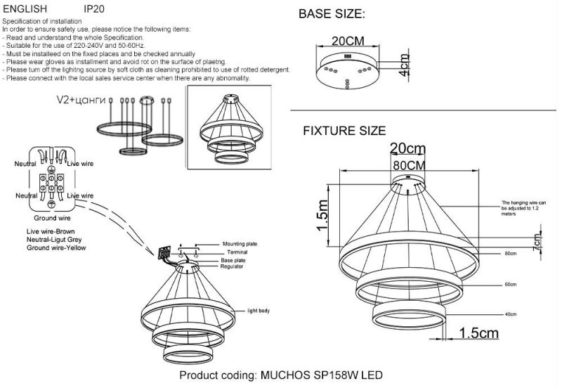 Подвесная люстра Crystal Lux MUCHOS LED 3000-6300K 158W SP158W LED GOLD фото 5