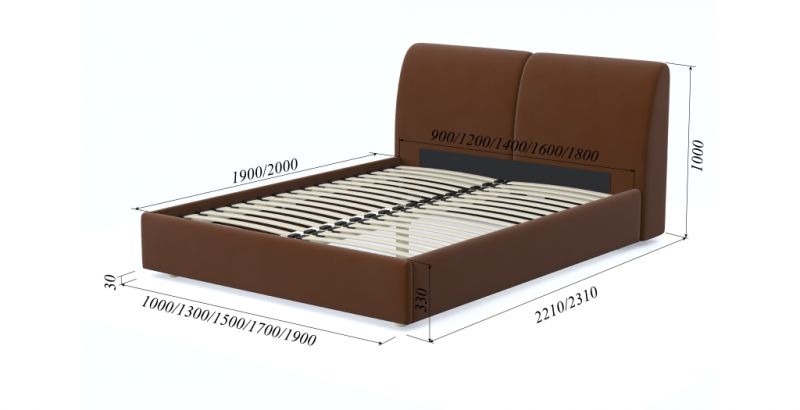Кровать ARSKO мебельная компания Бекка 160x200 коричневый велюр  BD-2866082