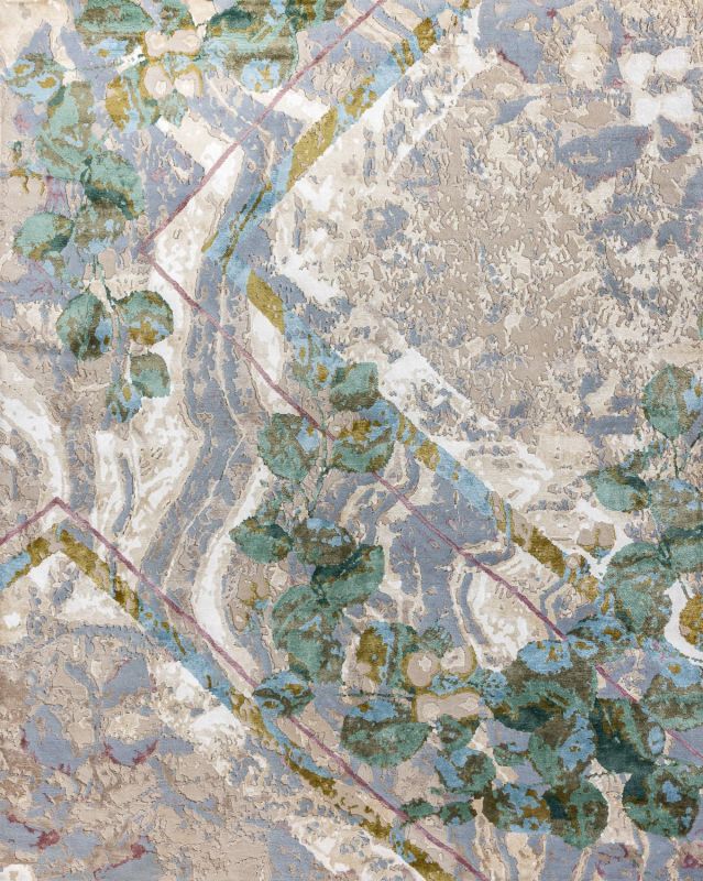 Индийский ковер из шерсти и арт-шёлка Carpet «MARBLE FLOWERS» Marble Code 14-GRN 240 x 300 см фото 1