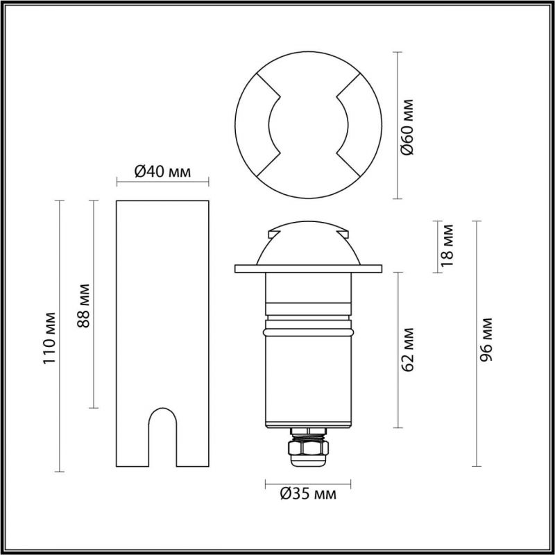 Встраиваемый грунтовый светильник Odeon Light WALD 6662/2GL3