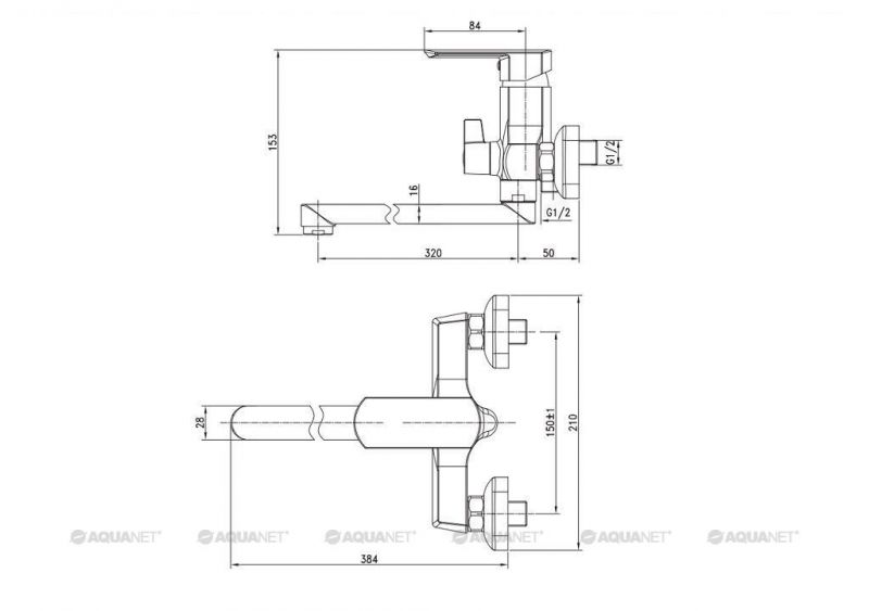 Смеситель для ванны с душем Aquanet Cinetic AF120-21С 00216754