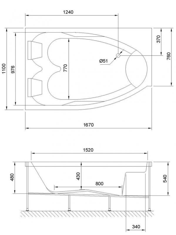 Акриловая ванна Royal Bath SHAKESPEARE RB652100K-L 170x110 L