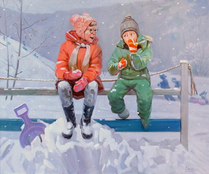 Картина "Снег детства" Елисеенко Денис