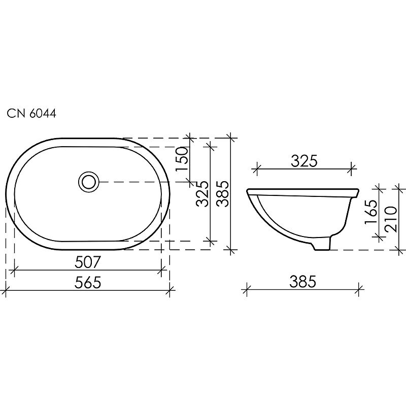 Раковина встраиваемая под столешницу Ceramica Nova ELEMENT CN6044 56,5 см.