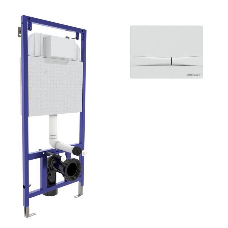 Инсталляция для унитаза BERGES NOVUM 040254, кнопка F4 Soft Touch механика, белая фото 1