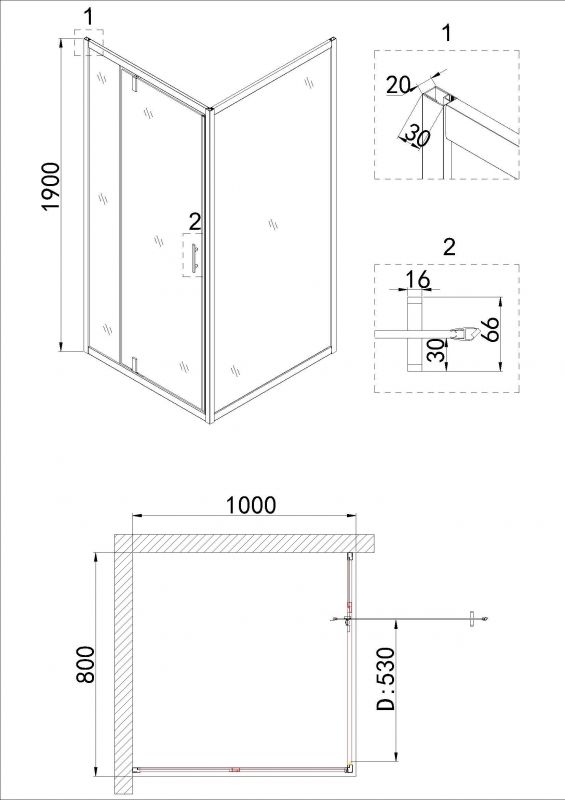 Душевой уголок Niagara Nova NG-63-8A-A90 100х80