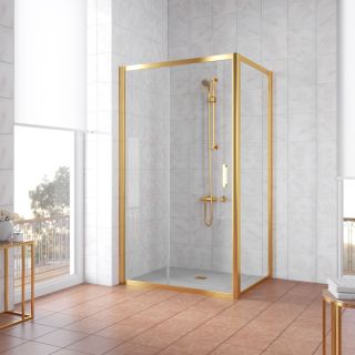 Душевой уголок Vegas Glass ZP+ZPV 160х80 09 01, профиль золотой, стекло прозрачное
