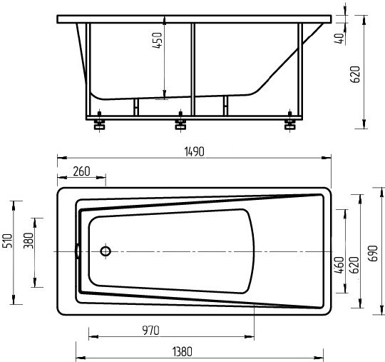 Акриловая ванна Aquatek Либра LIB150-0000024 150x69 L фото 5