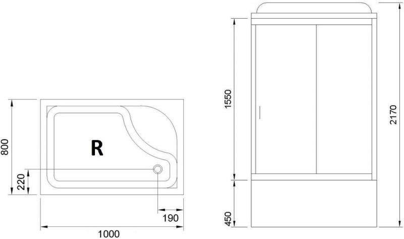 Душевая кабина Royal Bath  BP RB8100BP5-WC-CH-R 80x100