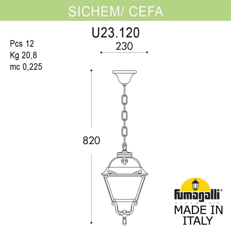 Подвесной фонарь FUMAGALLI CEFA черный, прозрачный U23.120.000.AXF1R фото 2