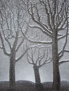 Картина "Первый снег. В объятих зимы" Ксения Дудкина