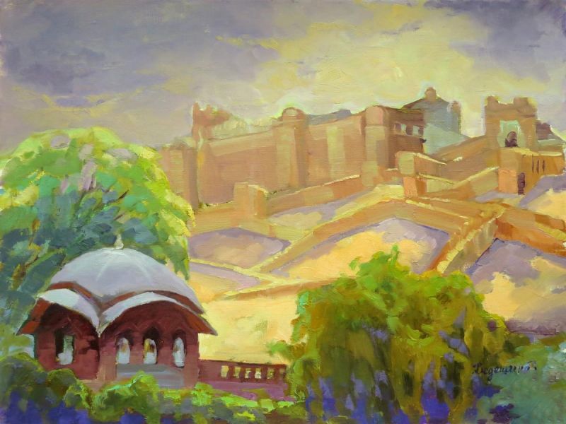 Картина "Индия. Джайпур. Амбер Форт великолепный" Ведешина Зинаида