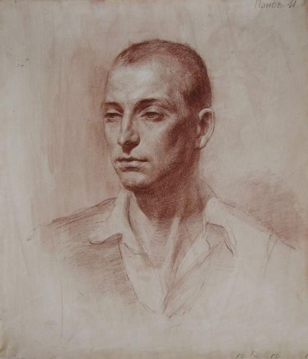 Картина "Голова молодого человека" 43x49 Игорь Панов
