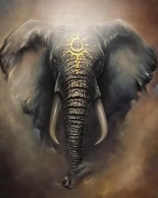 Винтажная картина «Слоны»