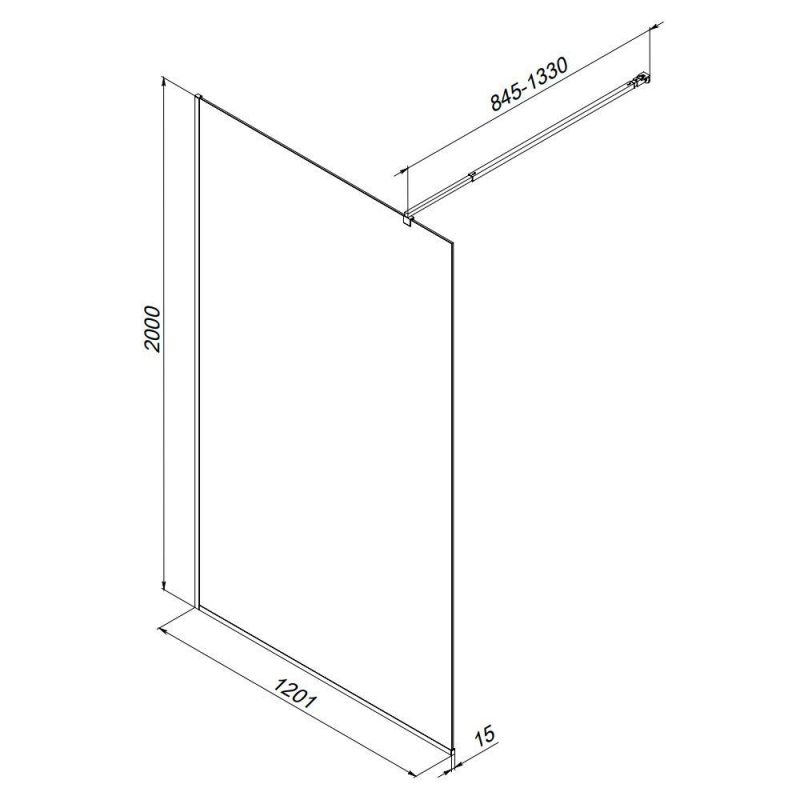 Душевая перегородка AMPM Func W84WI-120-F1-MTE 120 см, профиль хром матовый, стекло прозрачное фото 7
