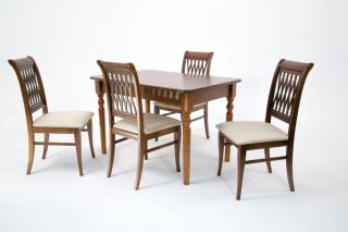 Обеденная группа Верди 120 со стульями Рич/ ромб бежевый, Орех F514061W00X4R001400W12