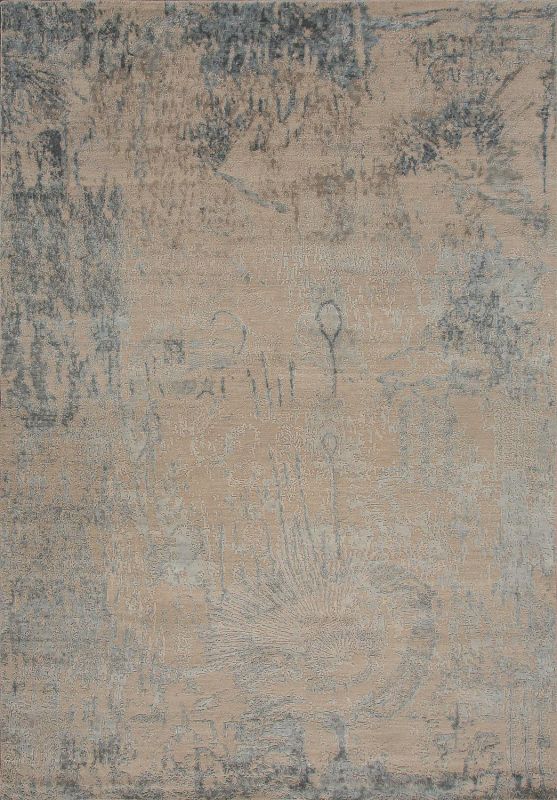 Индийский ковер из шерсти и бамбукового шёлка Carpet «UNSTRING» SRB703-CGRY-SBLU 198 x 300 см фото 1