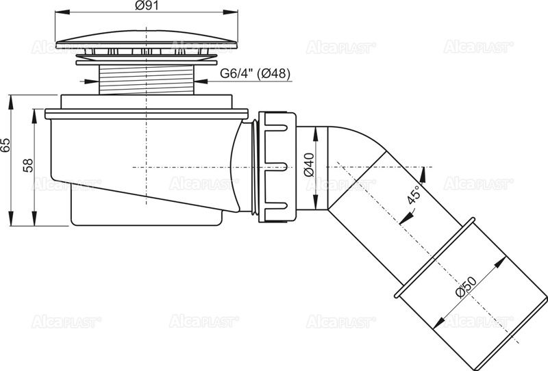 Сифон для душевого поддонa Alcaplast A471CR-60 фото 2