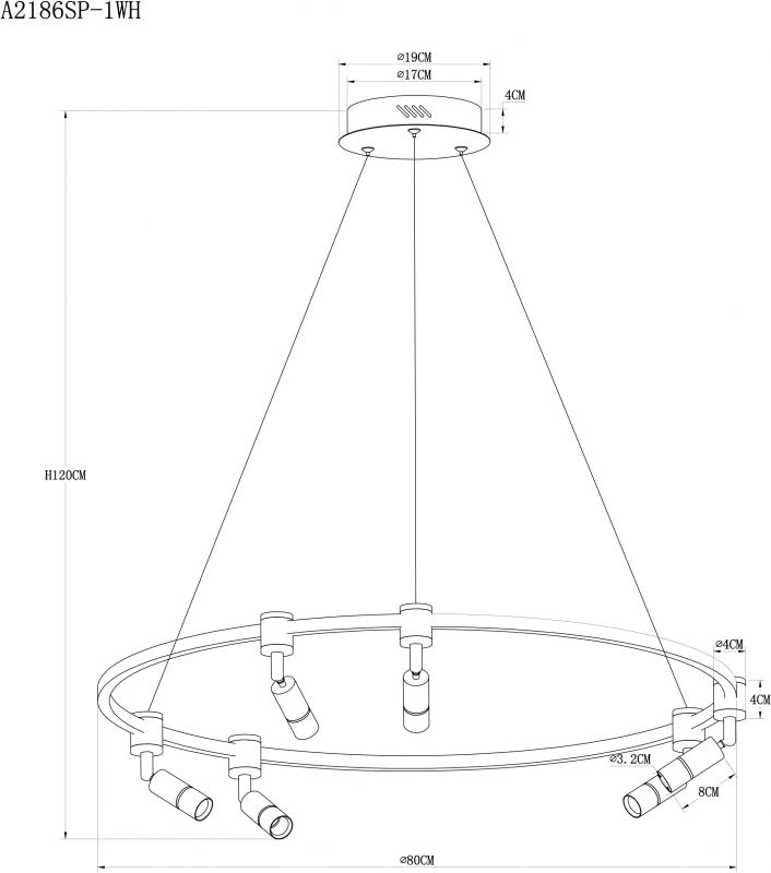 Подвесная люстра Arte Lamp Ring 75W LED (теплый, белый, холодный) A2186SP-1WH фото 6