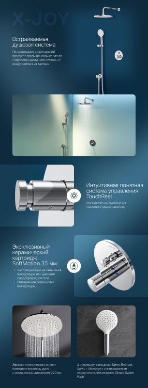 Встраиваемая душевая система AM.PM X-Joy FP85A1RH20 хром глянцевая