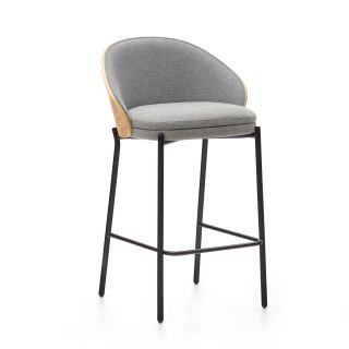 Светло-серый барный стул La Forma (ex Julia Grup) Eamy BD-2859537 с отделкой из шпона ясеня