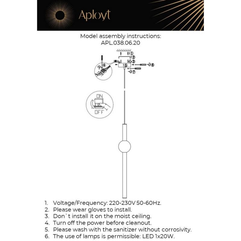 Светильник подвесной Aployt Zhozefin APL.038.06.20