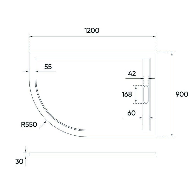 Душевой поддон Veconi Tezeo stone TZ06L-12090A-01-19C3 120x90