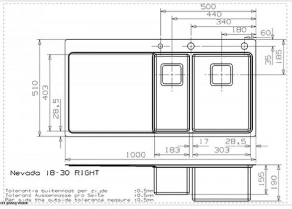 Кухонная мойка Reginox Nevada L 18x30 Right brushed 43033 фото 2