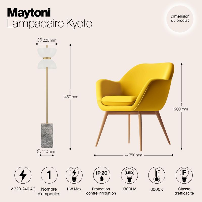 Напольный светильник (торшер) Maytoni Kyoto MOD178FL-L11G3K