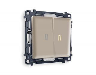 Комплект механизма 2-кл проходного выключателя с подсветкой 3200K Ambrella Volt ALFA Серо-бежевый матовый (AP3640, VM120, G22Y) MA364030