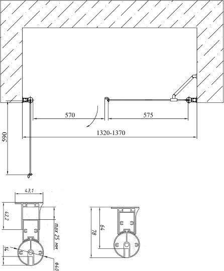 Душевая дверь Vegas Glass EP-F-2 135 07 10 L