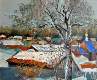 Картина "Зима в Майорском" 60x50 Леднев Александр