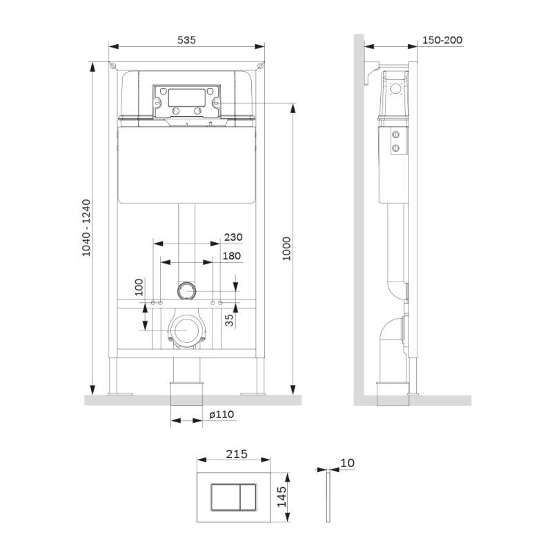 Инсталляция для унитаза AM.PM I012707.0251 с клавишей ProC S хром глянец, механика фото 2