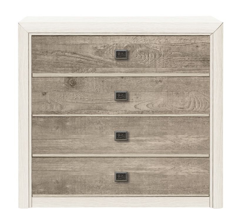 Комод Black Red White КОЕН BD-2250393, KOM4S Ясень снежный/Сосна натуральная фото 1