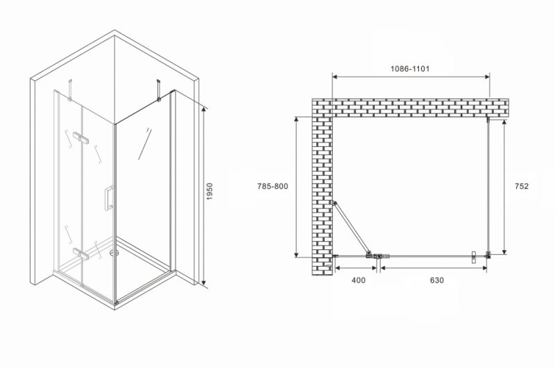 Душевой уголок ABBER Zart AG08110-S81 110x80