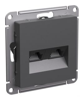 Розетка компьютерная 2xRJ45 Systeme Electric ATLASDESIGN, скрытый монтаж, базальт, BD-3020633