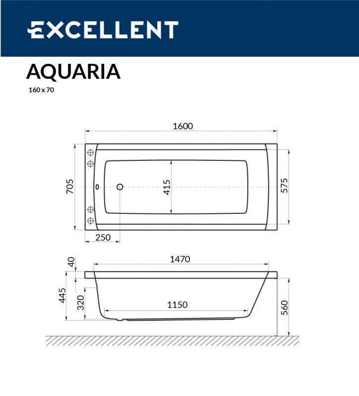 Акриловая ванна Excellent Aquaria WAEX.AQU16WH 160x70