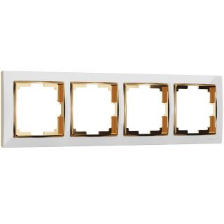 Рамка на 4 поста (белый/золото) Werkel W0041933