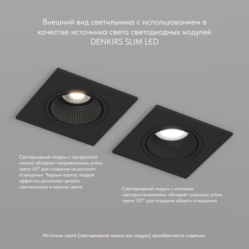 Встраиваемый светильник Denkirs DK3020BВ IP 20, 10 Вт, GU5.3, LED, черный/черный, пластик DK3071-BK фото 4