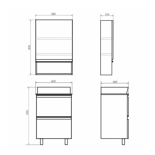 Тумба с раковиной Comforty Эдинбург-60-Н 00-00004763 светлый бетон фото 8
